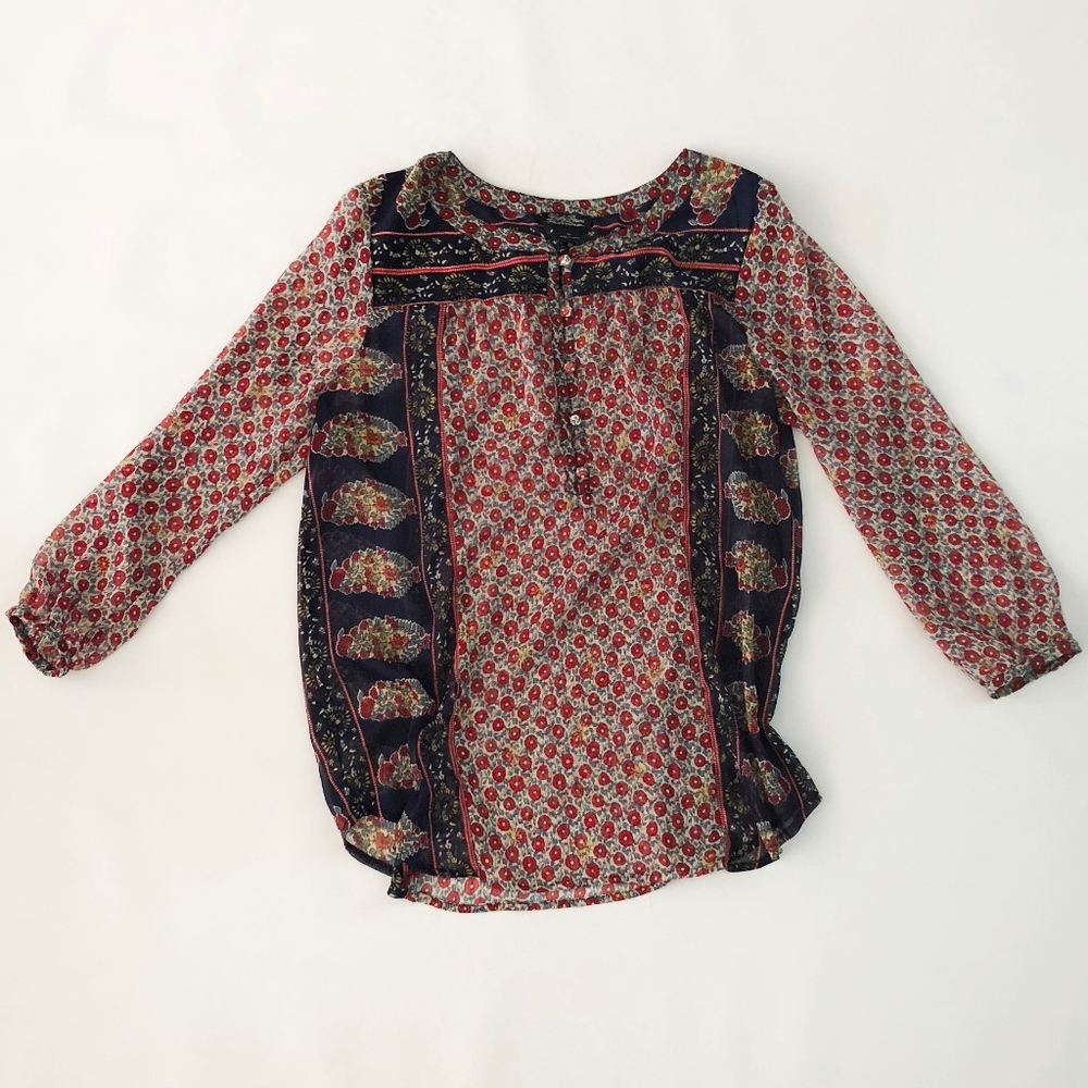 Lucky Brand - Sheer Print Top - Size Medium